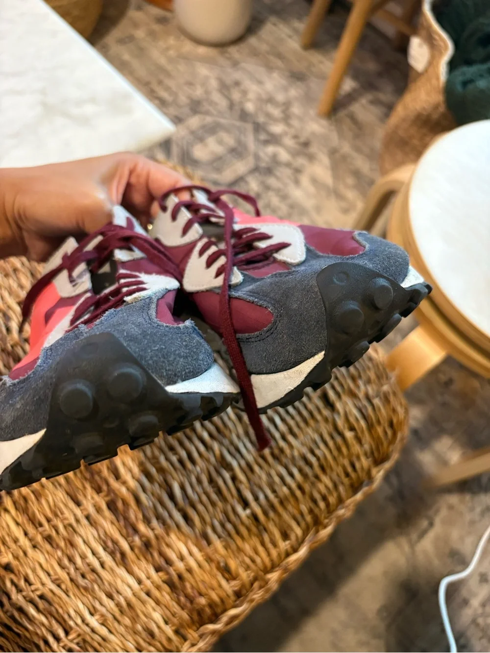 New balance x Figs 327 Burgundy / Hot Coral Low Top Sneakers size 10